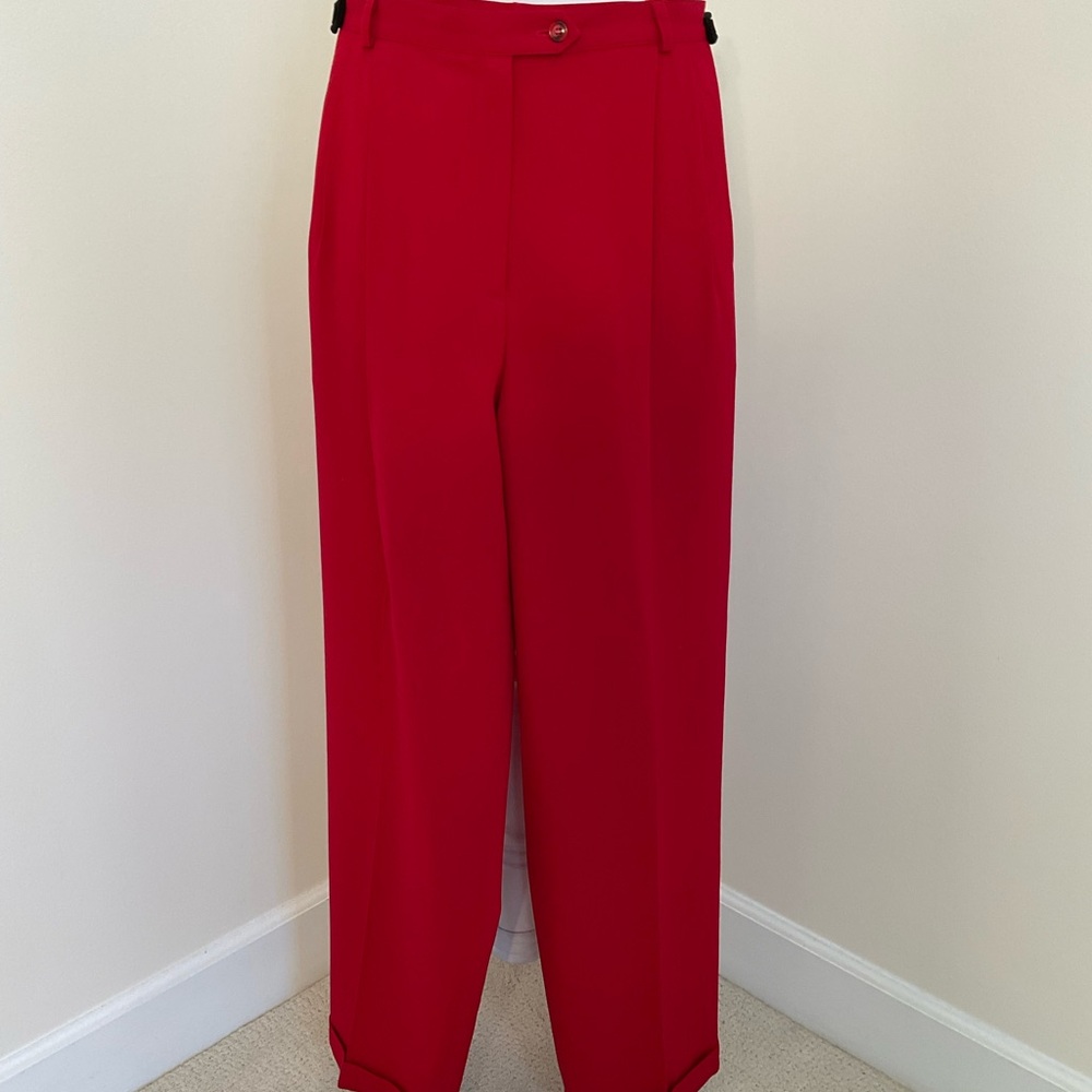 Vintage Austin Reed Vibrant Red Wide Leg Wool Pants